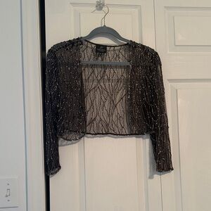 Adrianna Papell Black Beaded Cropped Bolero